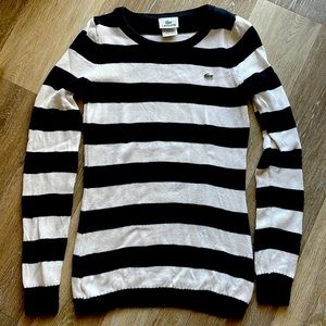 Black and white striped Lacoste sweater